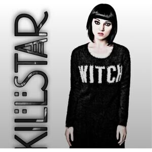 Killstar Gothic Punk Rock Drop Out Witch Soft Sweater Dress Women Black Size XS